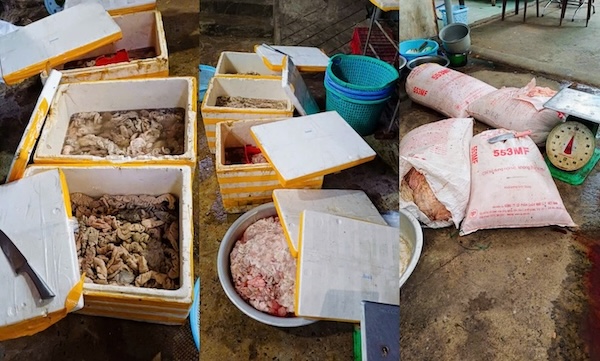 Phạt 126 triệu đồng cơ sở kinh doanh nội tạng bẩn ở Đà Nẵng. Ảnh: Công an TP Đà Nẵng