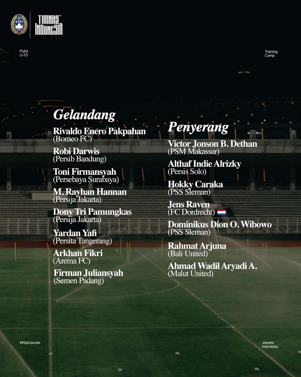 Danh sach U23 Indonesia chuan bi tham du giai U23 Dong Nam A 2025. Anh: PSSI