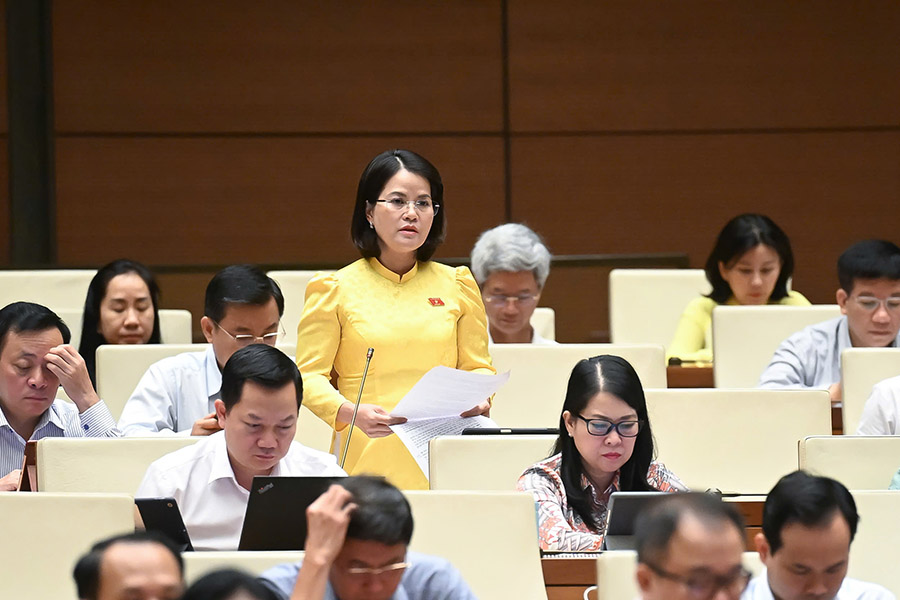 Delegate Nguyen Hoang Bao Tran proposed to soon adjust personal income tax. Photo: Quochoi