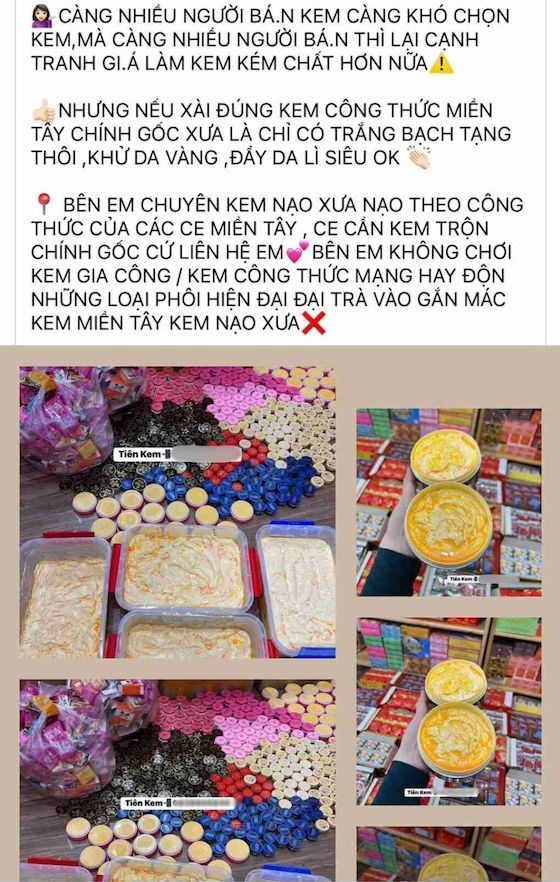 Cac san pham kem tron cap toc trang da ban tren mang. Anh: Ha Le