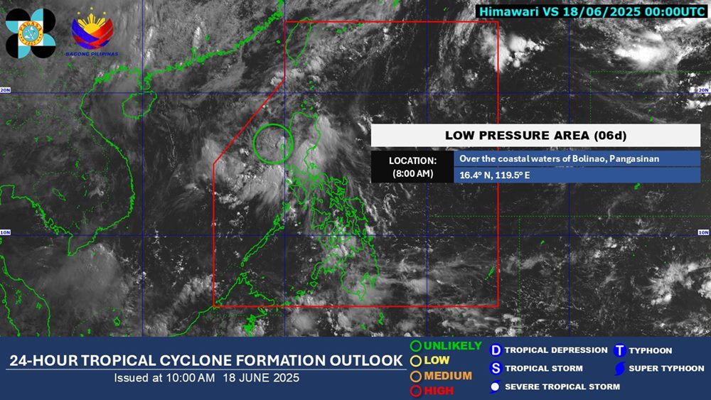 Ap thap tien sat khu vuc Bac Bien Dong. Anh: PAGASA
