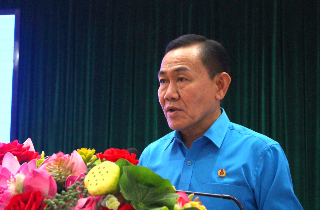 Chu tich LDLD tinh An Giang Chau Van Ly phat bieu tai hoi nghi. Anh: Thanh Mai