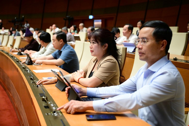 Chieu 18.6.2025, Quoc hoi Bieu quyet thong qua Luat sua doi, bo sung mot so dieu cua Luat Chat luong san pham, hang hoa. Anh: Quochoi.vn