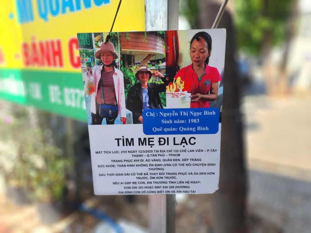 Hinh anh thong tin con gai tim me la ba Nguyen Thi Ngoc Binh (42 tuoi), nguoi da mat lien lac hon ba thang nay duoc dang tai truoc do. Anh: Dong Hoang