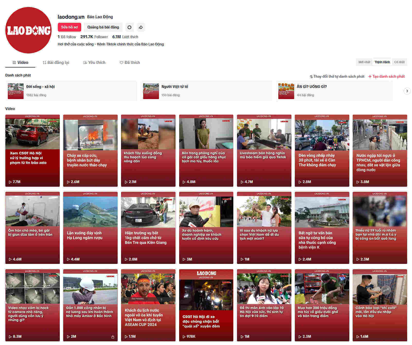 Tiktok platform of Lao Dong Newspaper. Photo: Van Thang