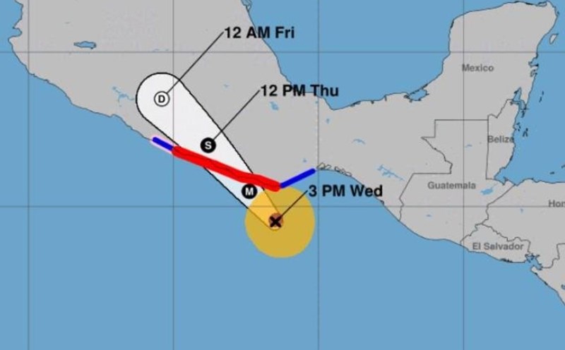 Forecast of the path of storm Erick until 12:00 on June 20, 2025. Photo: NHC