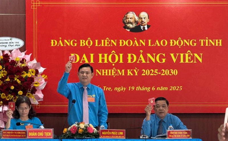 The Party Congress of the Provincial Federation of Labor for the 2025-2030 term took place on June 19. Photo: Hoang Loc