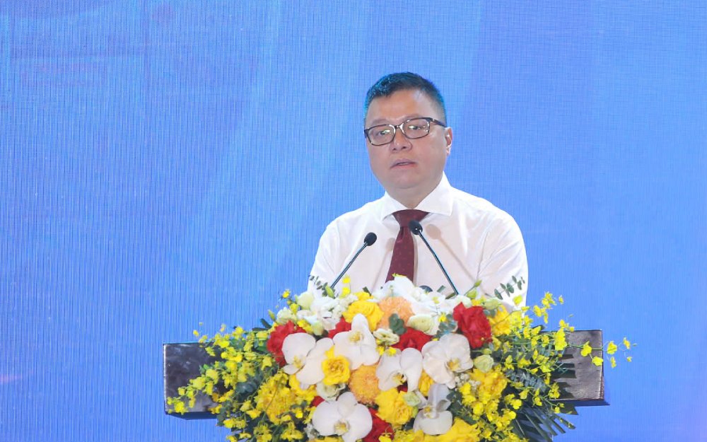 Ong Le Quoc Minh phat bieu khai mac Hoi bao toan quoc 2025. Anh: Tran Vuong