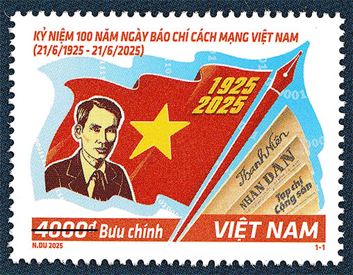 Bo tem buu chinh “Ky niem 100 nam Ngay Bao chi cach mang Viet Nam (1925-2025)”.