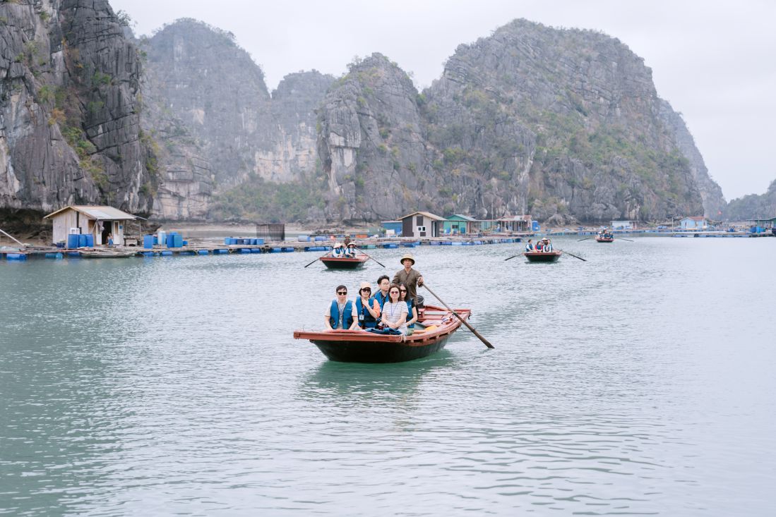 Tourists explore the heritage area - fishing village in Ha Long Bay. Photo: Nguyen Hieu