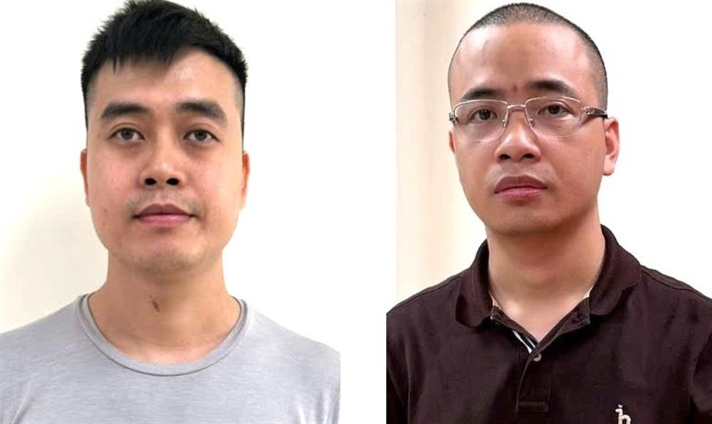 Hai bị can Hoàng Quang Thịnh (trái) và La Khắc Minh bị bắt tạm giam. Ảnh: Bộ Công an