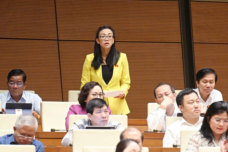 Dai bieu Trinh Thi Tu Anh (Doan Lam Dong) chat van.