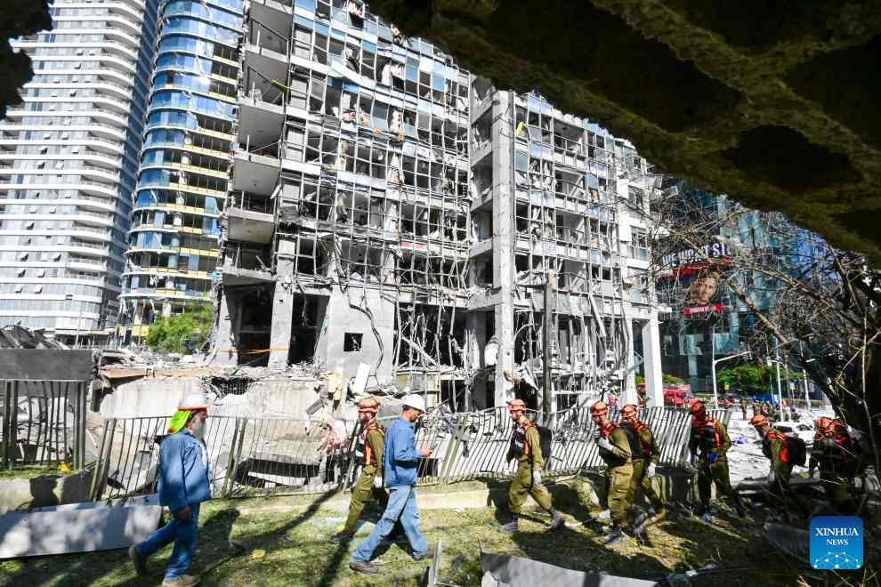 La escena del ataque de misiles iranies contra el higado Ramat, Israel, 19 de junio de 2025. Foto: Xinhua