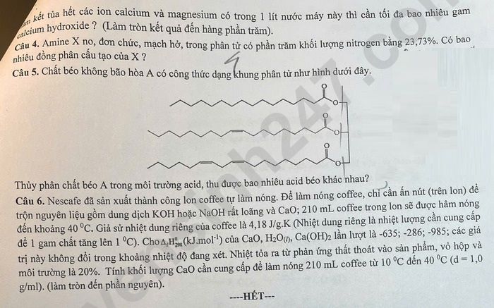 De thi thu tot nghiep THPT 2025 mon Hoa - THPT Hung Nhan (Thai Binh). Anh: Tuyensinh247