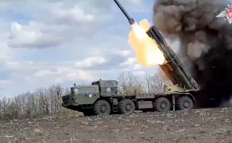 Russia's tornado-S rocket artillery. Photo: Cut from video of the Russian Ministry of Defense