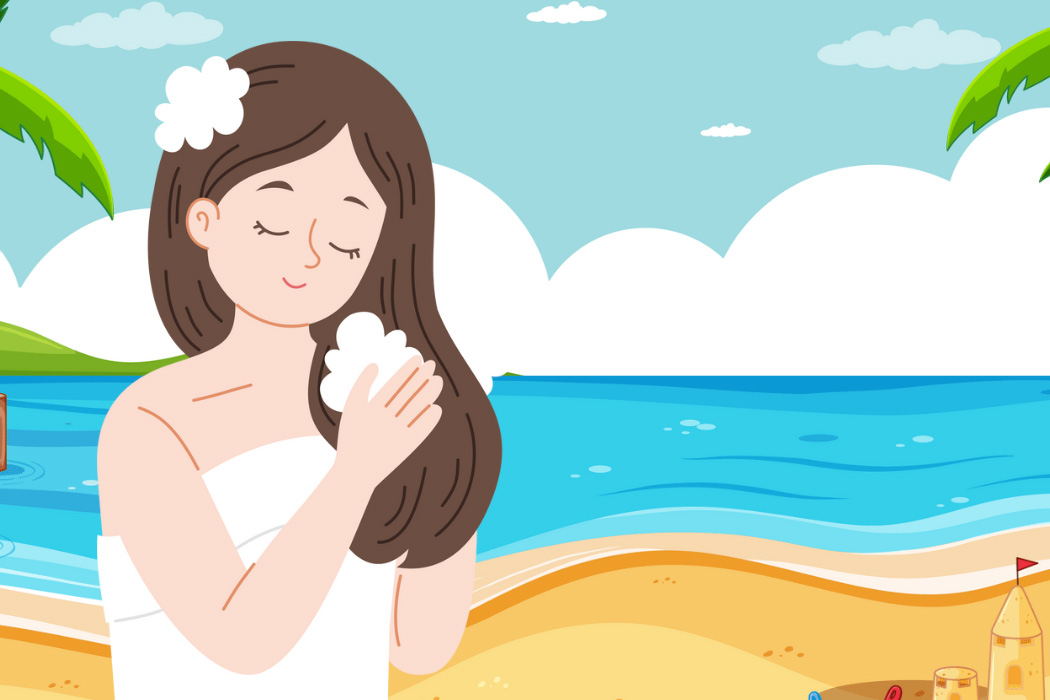 How to protect hair when going on vacation at the beach. Graphics: Thien Nhan