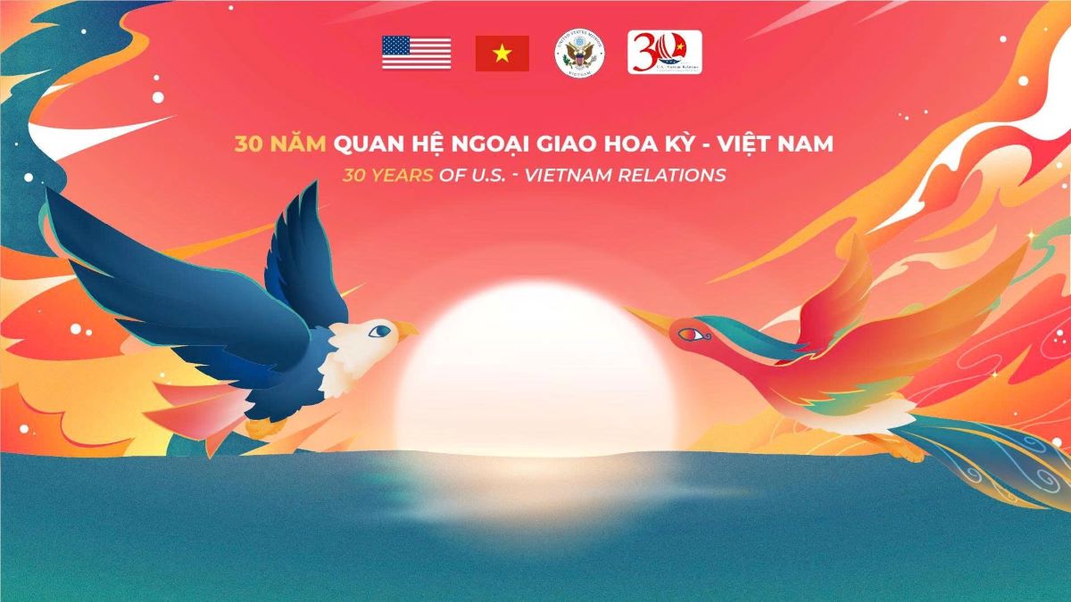 El logotipo del 30 aniversario de Vietnam - Relaciones de los Estados Unidos. Foto: Embajada Americana