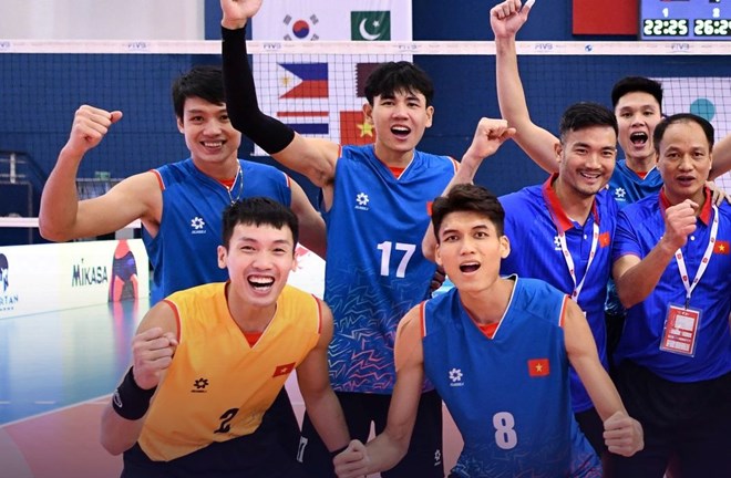 Tuyen bong chuyen nam Viet Nam vao tu ket AVC Nations Cup 2025 voi ngoi nhi bang D. Anh: Bong chuyen Viet Nam