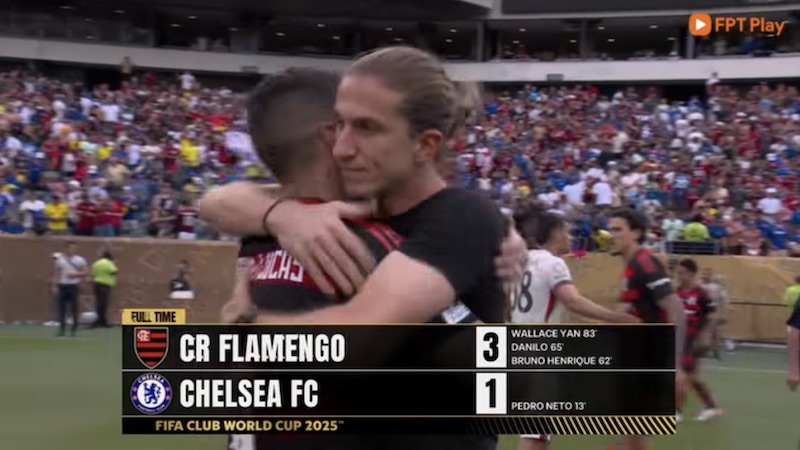 Flamengo derroto al Chelsea con un puntaje de 3-1. Fotos cortadas de videos de FPT Play