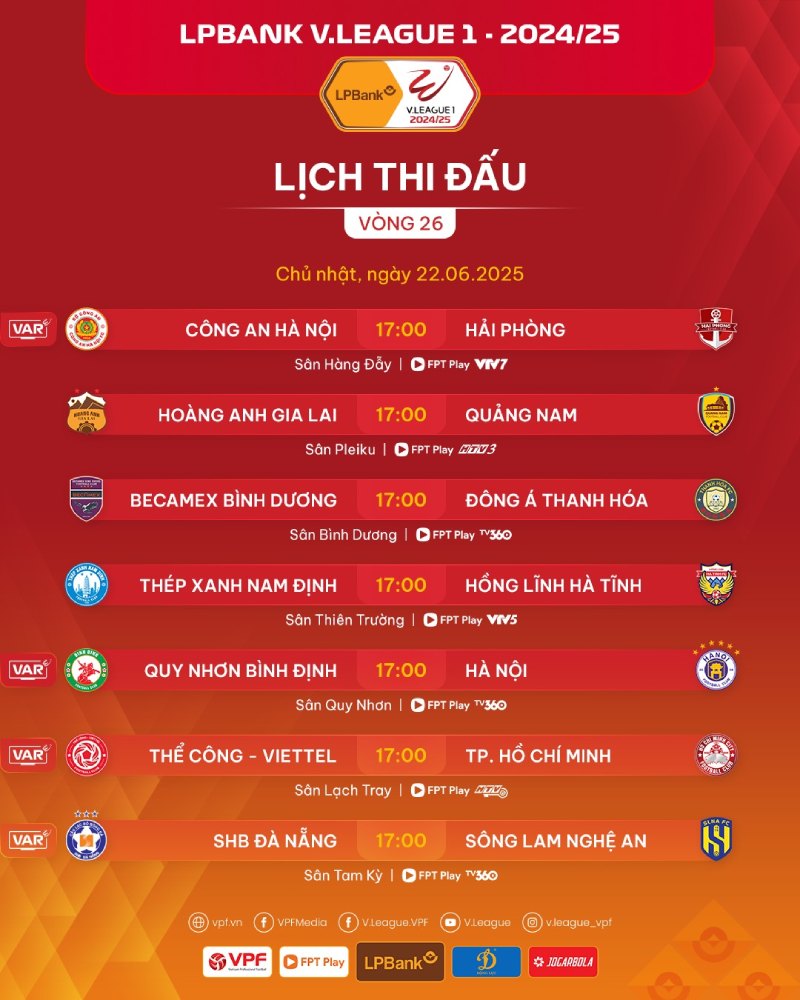Lich thi dau V.League 2024-2025. Anh: VPF