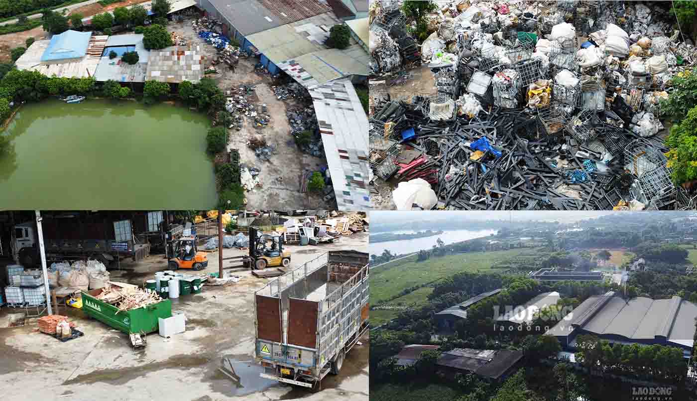 Trong bán kính chưa tới 1km tại xã Xuân Nộn, huyện Đông Anh, TP Hà Nội, ít nhất 2 cơ sở xử lý rác thải công nghiệp, rác thải nguy hại trái phép đã được phát hiện. Ảnh: PV.