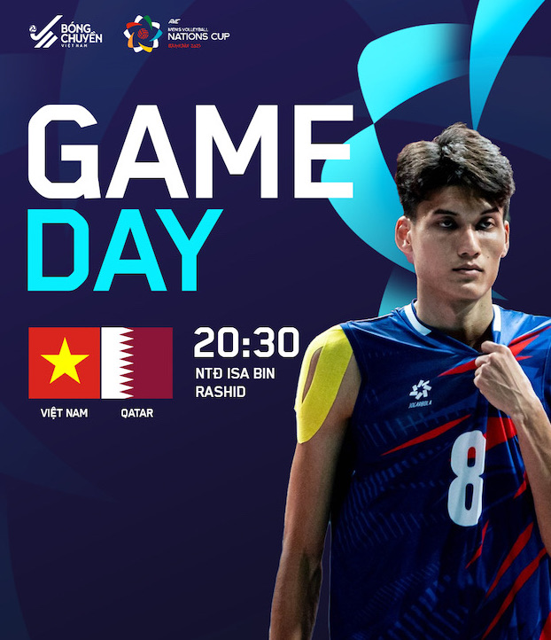 Tuyen bong chuyen nam Viet Nam gap Qatar tai tu ket AVC Nations Cup 2025. Anh: VFV