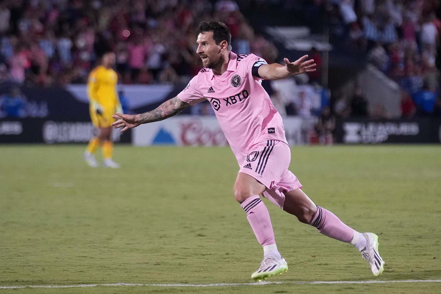Lionel Messi van dang de lai dau an o tuoi 38 trong mau ao Inter Miami. Anh: AFP