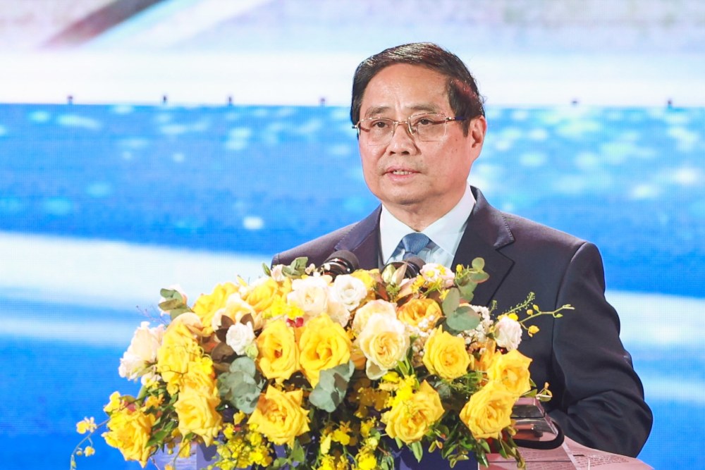 Thu tuong Chinh phu Pham Minh Chinh phat bieu tai buoi le. Anh: Hai Nguyen