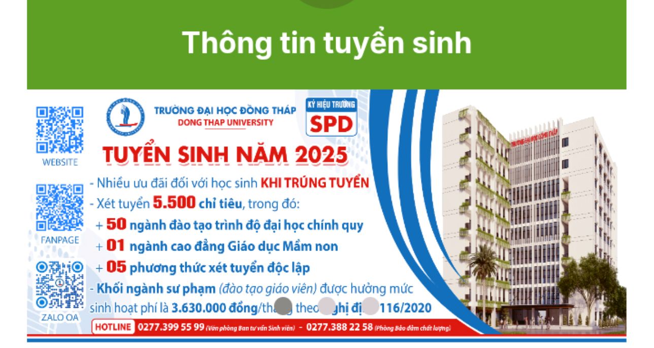 Thong tin tuyen sinh va phuong thuc xet tuyen nam 2025 duoc dang tai cong khai tren website Truong Dai hoc Dong Thap. Anh: Thanh Mai