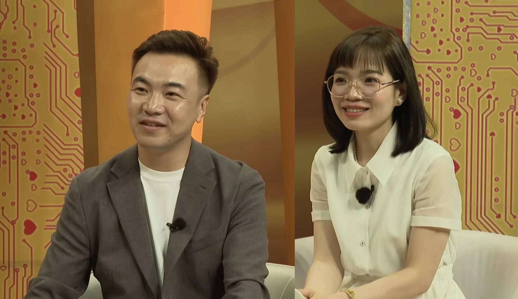 The couple told the story of getting married and held a wedding on the show Vo Chong Son. Photo: MCV Producer.