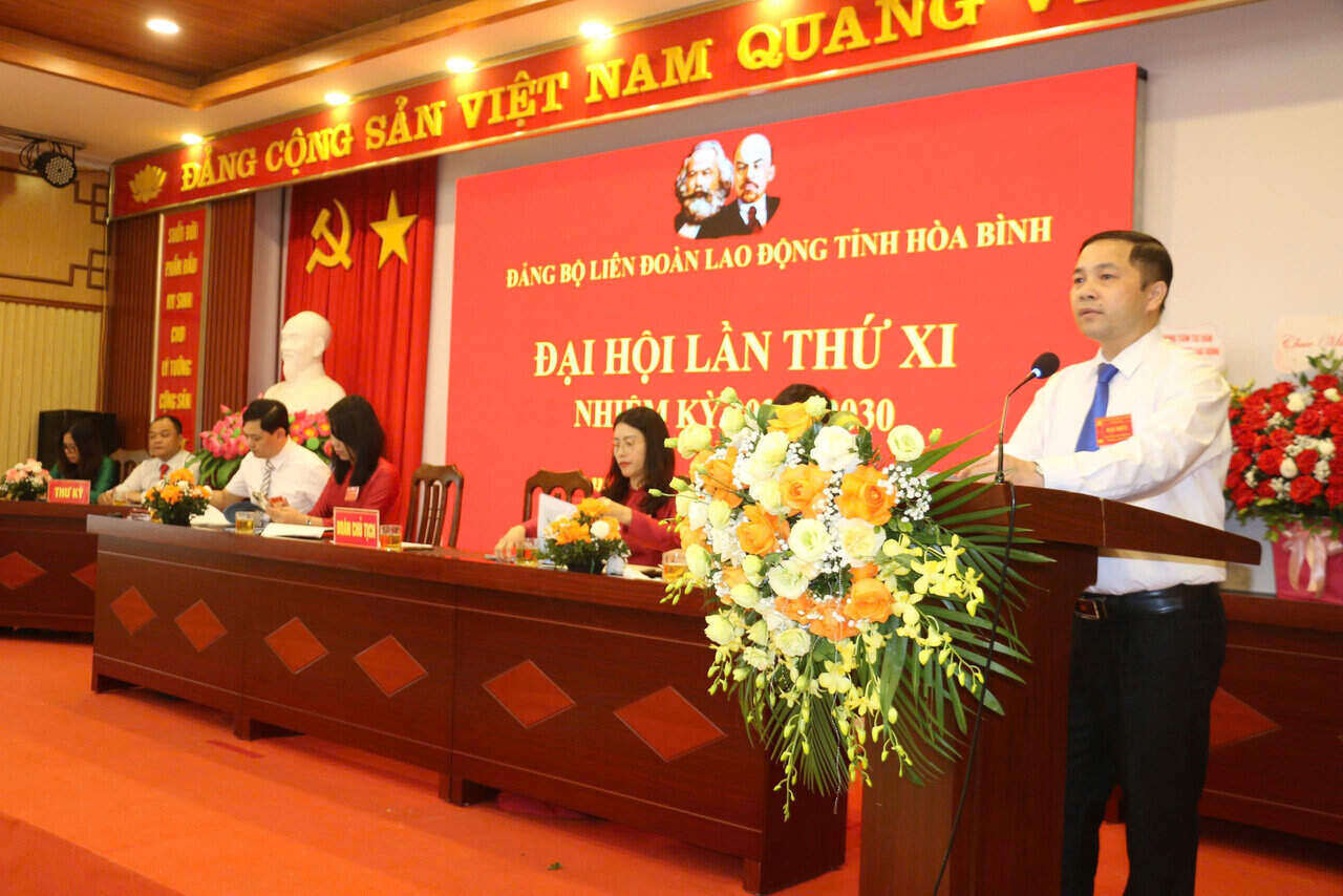 The Party Congress of the Hoa Binh Provincial Federation of Labor for the 2025-2030 term set the goal of building a modern, effective and close Trade Union organization to employees. Photo: My My
