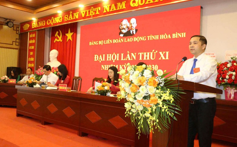The Party Congress of the Hoa Binh Provincial Federation of Labor for the 2025-2030 term set the goal of building a modern, effective and close Trade Union organization to employees. Photo: My My