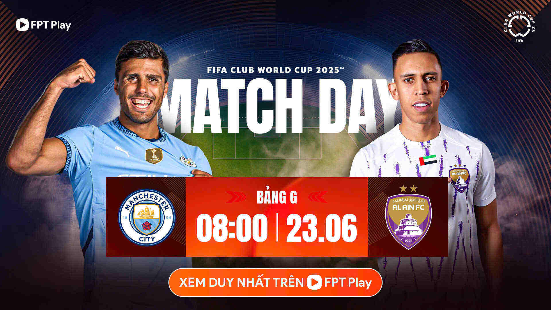 Man City se enfrento a Al Ain en la Copa Mundial de Clubes de la FIFA.  Foto: FPT Play