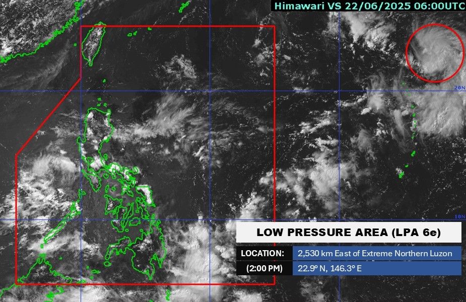 Es probable que la baja presion cerca de Filipinas se convierta en una depresion tropical el 23 de junio. Foto: Pagasa
