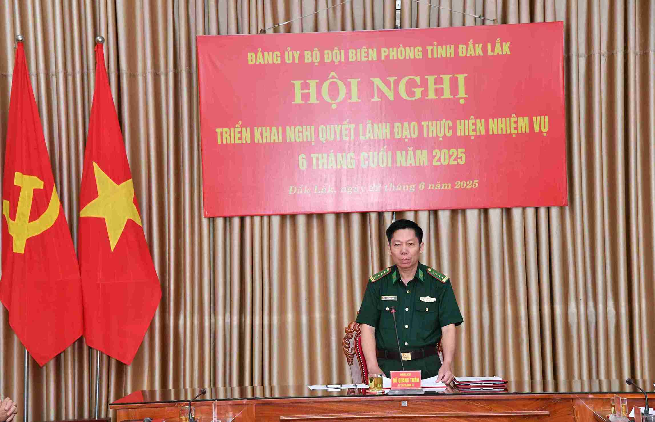 Dai ta Do Quang Tham - Bi thu Dang uy Bo doi Bien phong tinh Dak Lak phat bieu. Anh: Nguyen Lan