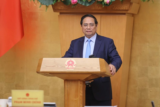 The Prime Minister noted that what people and businesses can do and do better, there are mechanisms and policies to encourage, and what people and businesses cannot do, the State must do. Photo: VGP/Nhat Bac.