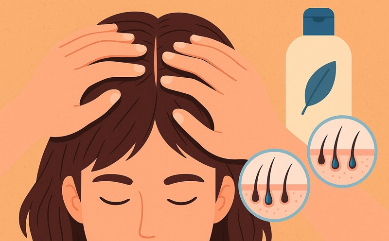 Scalp massage tips to help stimulate hair growth. Graphic photo: Hoang Loc