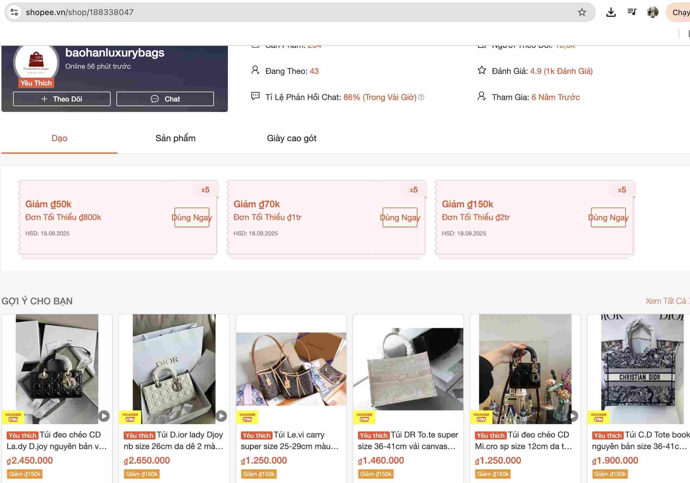 Dos cuentas venden publicamente la moda, bolsas falsas en Shoppe. Foto: grupo fotovoltaico