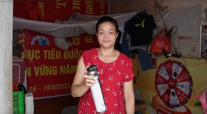 Bà Phan Thị Bằng (Cầu Giấy, Hà Nội) chủ động mua thuốc xịt muỗi để phòng ngừa sốt xuất huyết.