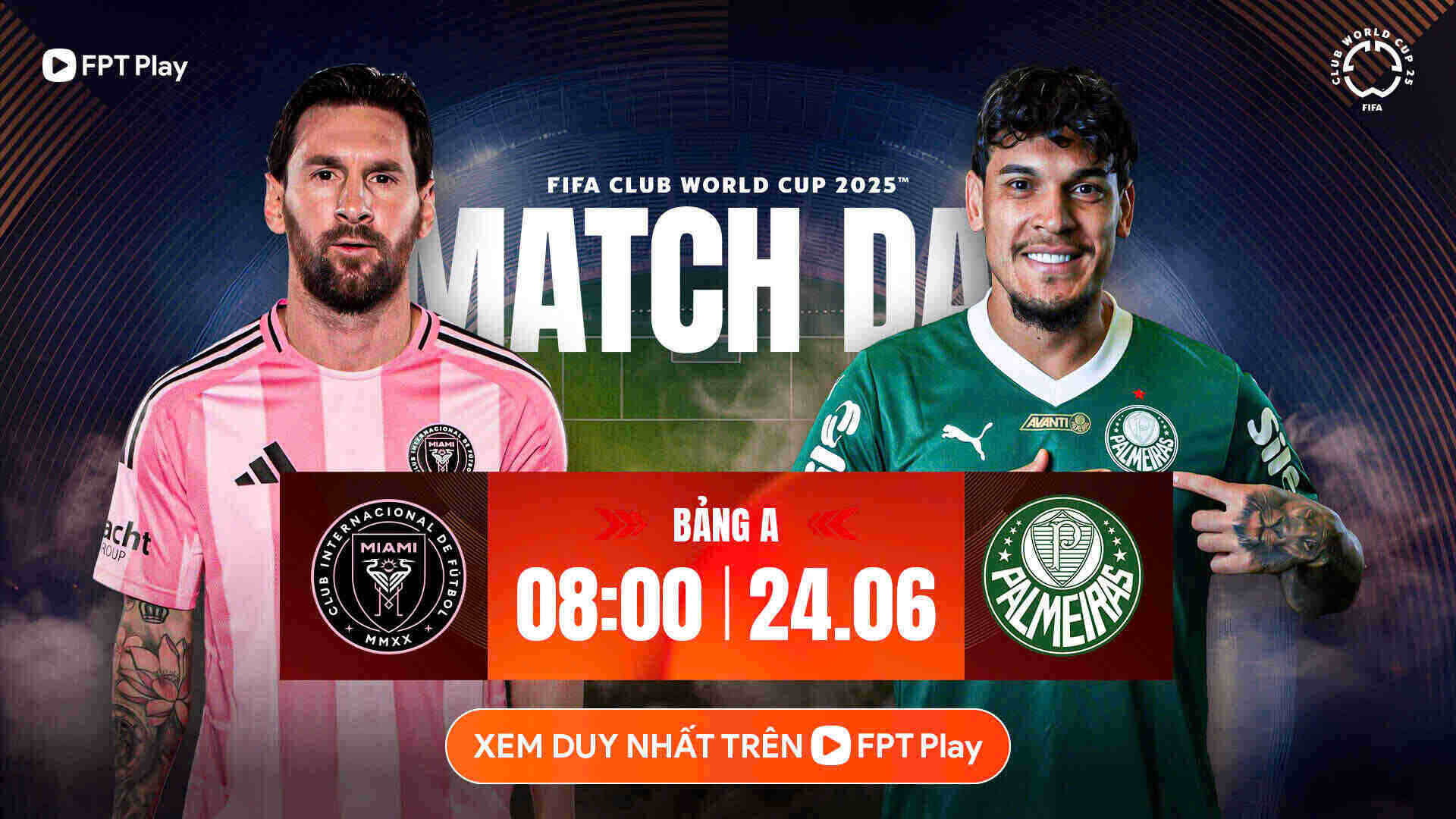 Inter Miami confrontado con Palmeiras en la Copa Mundial del Club de la FIFA 2025. Foto: FPT Play