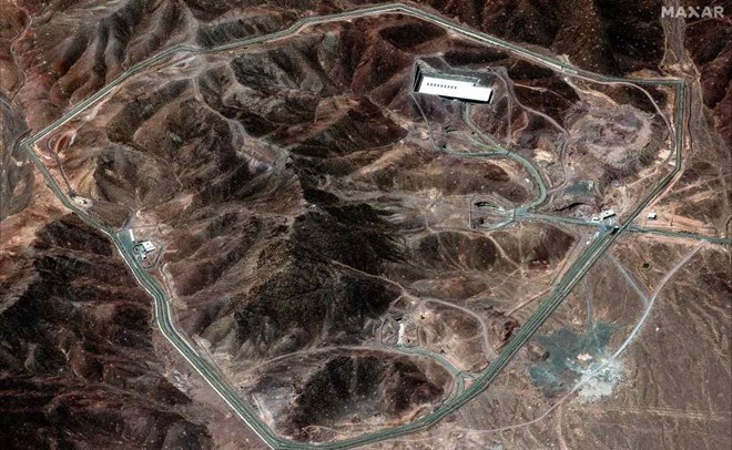 Anh ve tinh nha may lam giau nhien lieu Fordow o mien trung Iran, ngay 14.6.2025. Anh: AFP