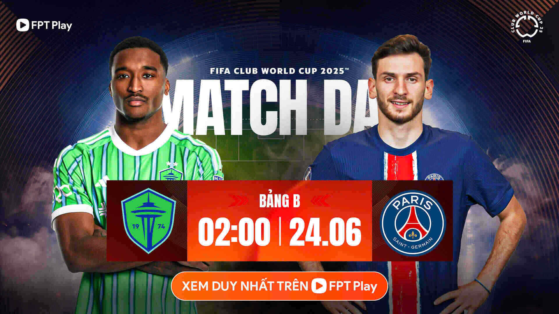 Seattle Sounders confrontan el PSG en la Copa Mundial de Clubes de la FIFA.  Foto: FPT Play