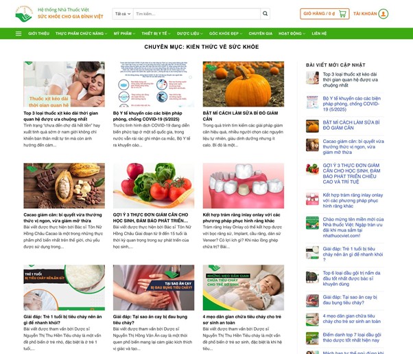 Website Nha thuoc Viet so huu luong bai viet kien thuc, thong tin suc khoe phong phu. Anh: Nha thuoc Viet