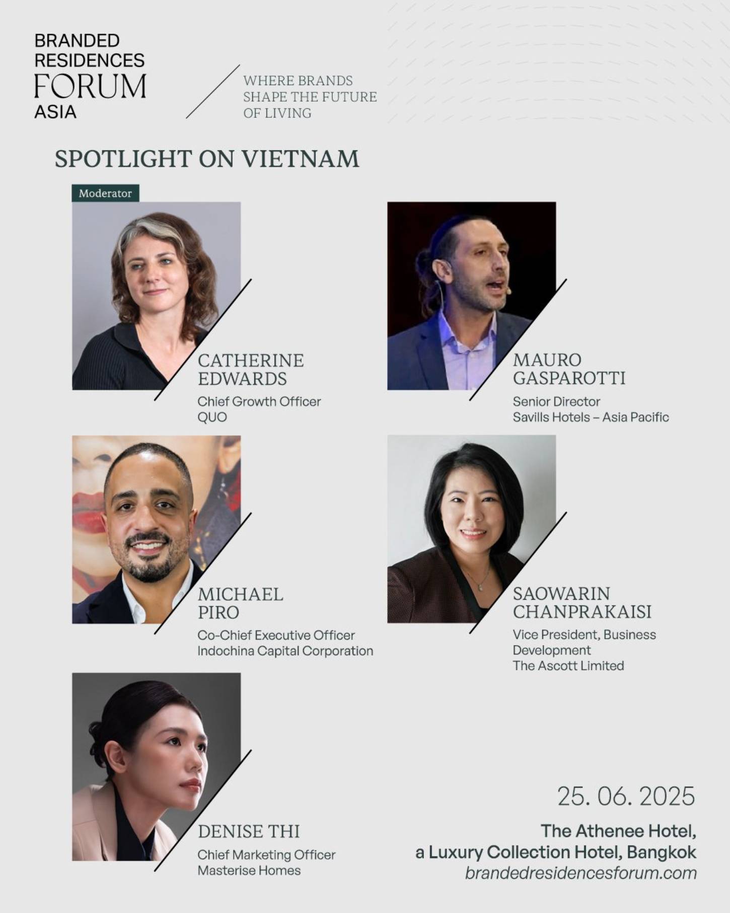 Ba Thi Anh Dao, giam doc khoi Marketing Masterise Group se dai dien Masterise Homes tham gia phien thao luan “Spotlight on Vietnam” tai Branded Residences Forum Asia 2025.