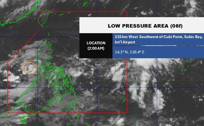 Location of the center of the low pressure near the East Sea at 2:00 a.m. on June 24, 2025. Photo: PAGASA