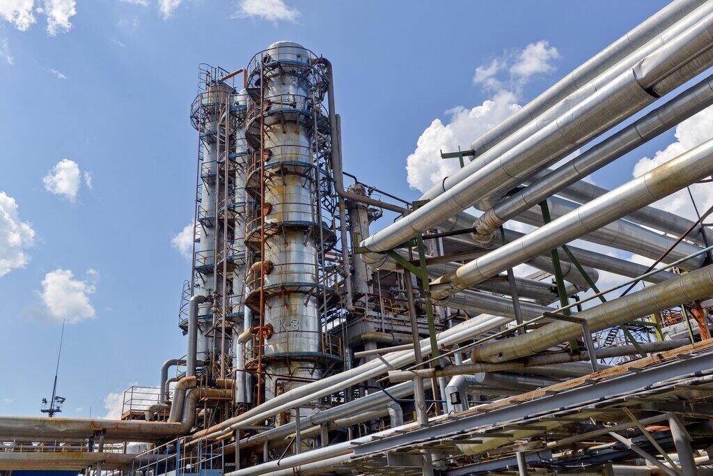 Fabrica de procesamiento de gas de SheBelinsky de Navtogaz National Petroleum Company (Ucrania) cerca de la ciudad de Kharkiv. Foto: AFP