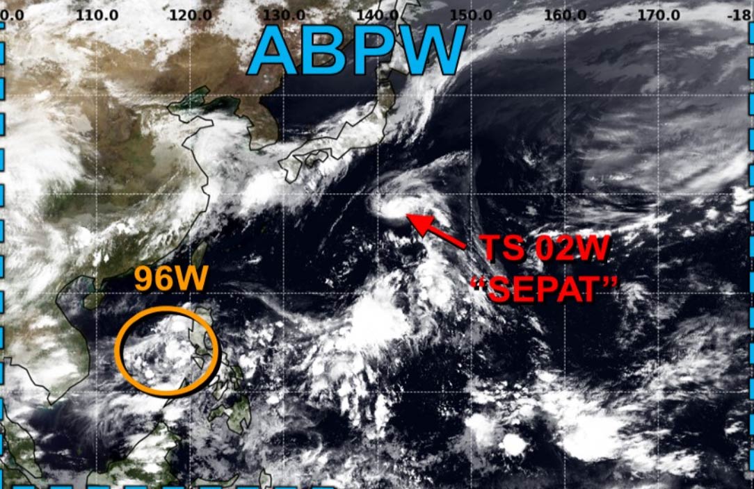 Sepat No. 2 Posicion de la tormenta en las aguas del sureste de Japon. Foto: JTWC