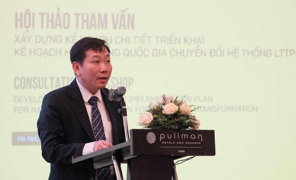 Vu truong Vu Hop tac quoc te (Bo Nong nghiep va Moi truong) Nguyen Do Anh Tuan phat bieu khai mac hoi thao. Anh: Bo Nong nghiep va Moi truong