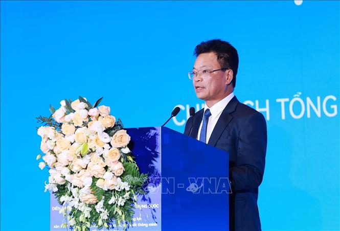 Chủ tịch Tổng Công ty Đường sắt Việt Nam Đặng Sỹ Mạnh phát biểu tại Diễn đàn kết nối doanh nghiệp Việt Nam - Trung Quốc. Ảnh: TTXVN