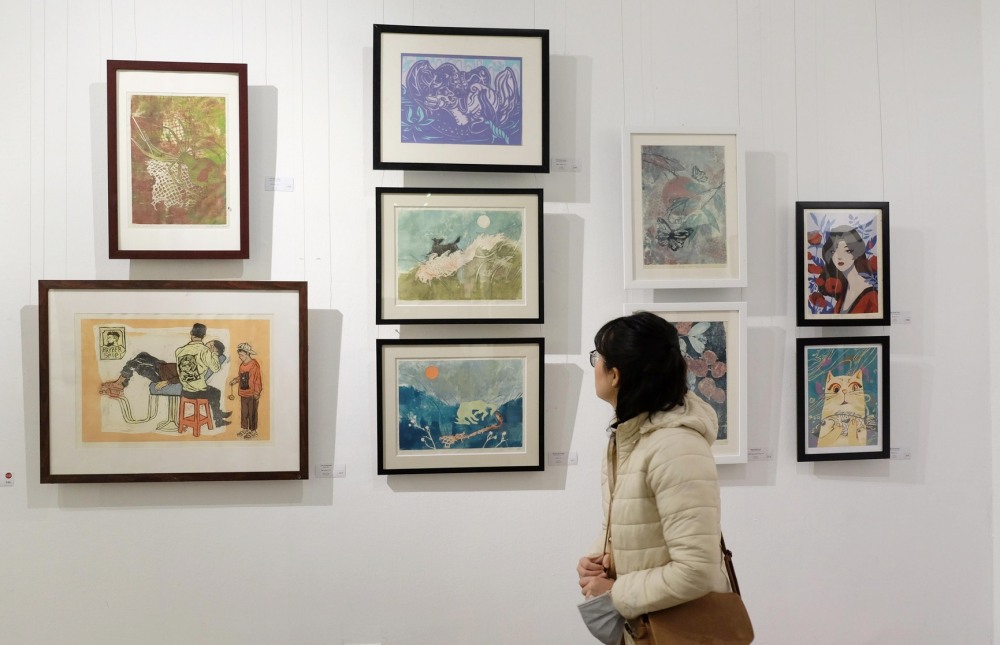 Area de exhibicion de estudiantes de la Universidad de Bellas Artes de Vietnam. Foto: La escuela proporciona